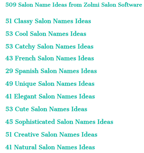 Salon name examples