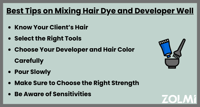 Best tips on mixing hair dye and developer well