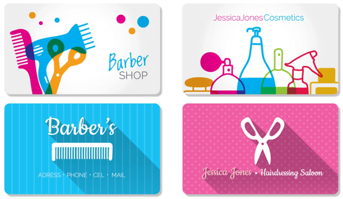 Colorful barber business card