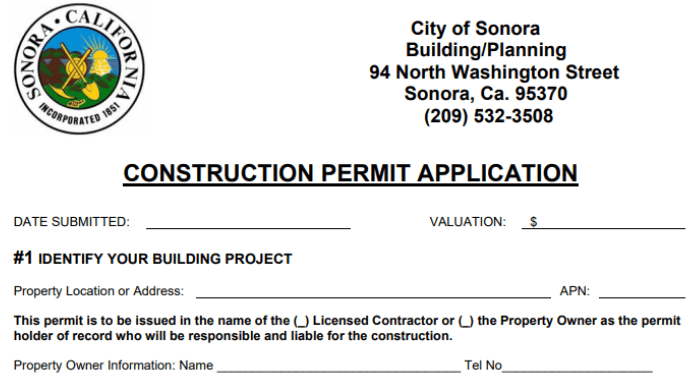 Consrtuction permit application