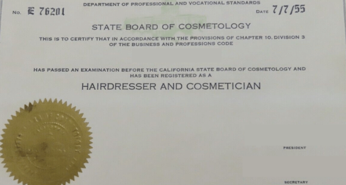 Cosmetologists license
