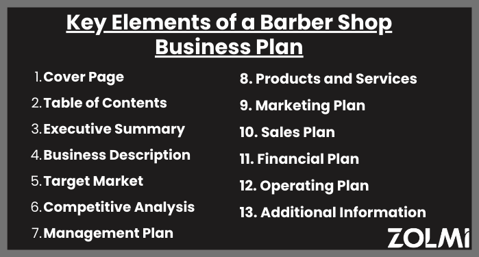 Key elements of a barber shop business plan