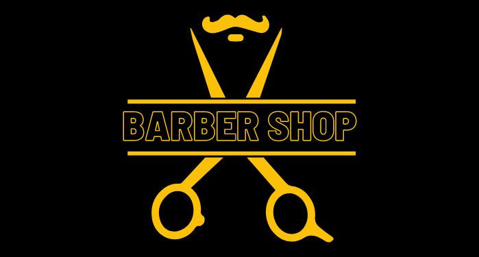 Gold barber shop logo