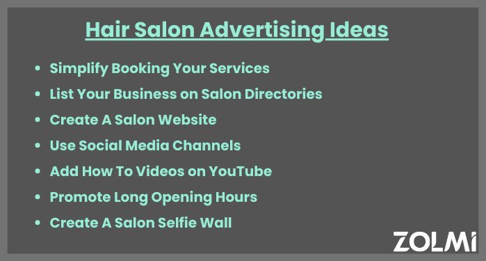 Hair salon advertising examples