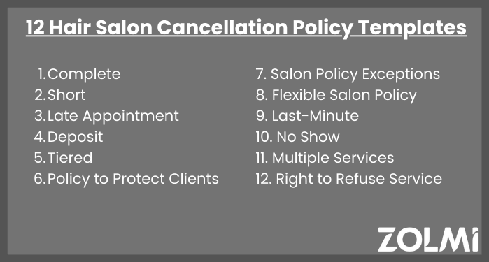 salon cancellation policy examples