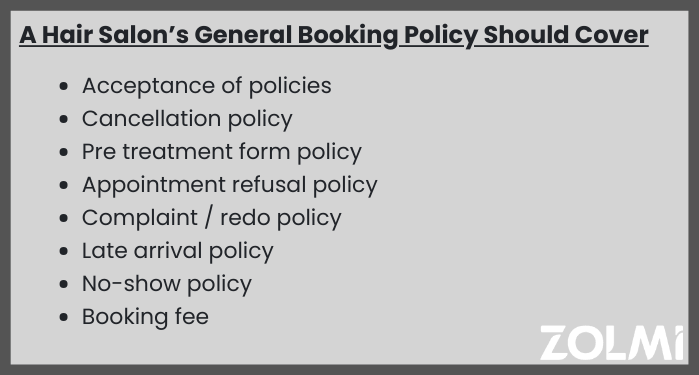 salon general booking policy