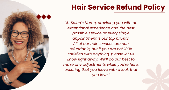 Hair service refund policy