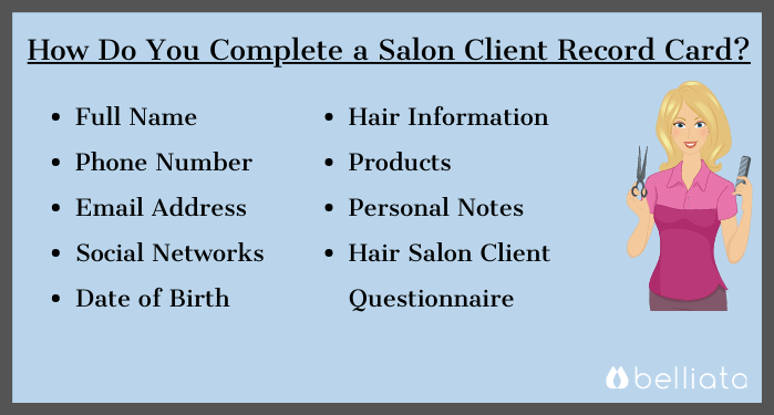 How do you complete a salon client record card