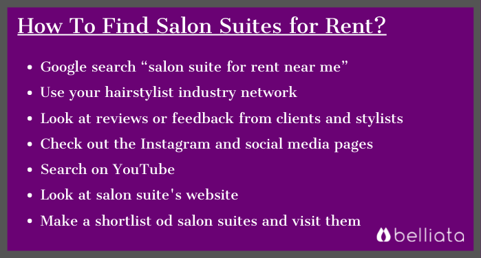 how find salon suite for rent