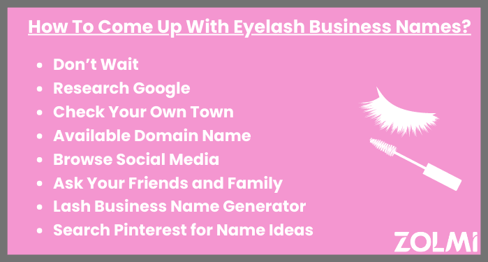 How to come up with eyelash business names?
