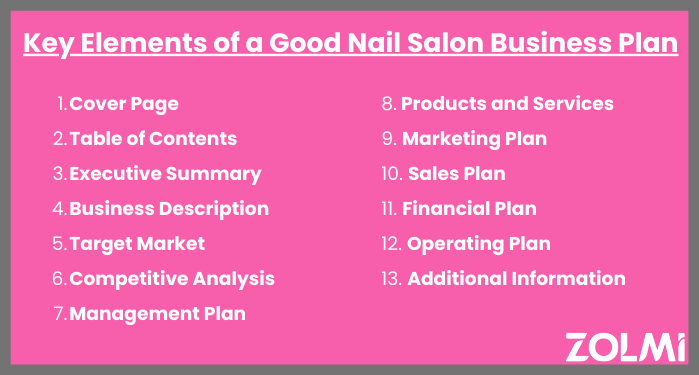 Key elements of a good nail salon business plan