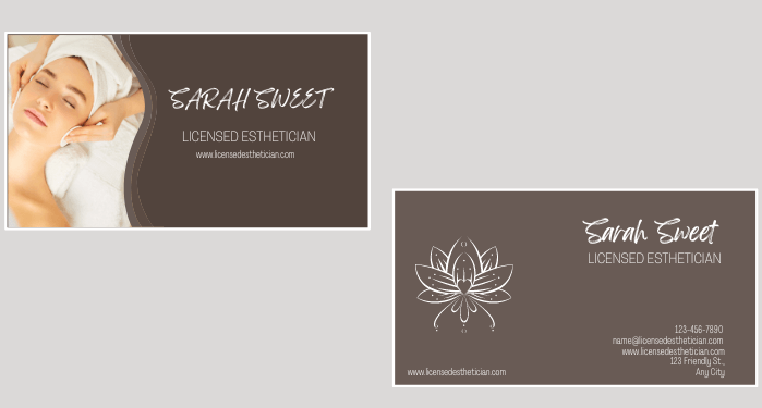 Licensed esthetician business cards