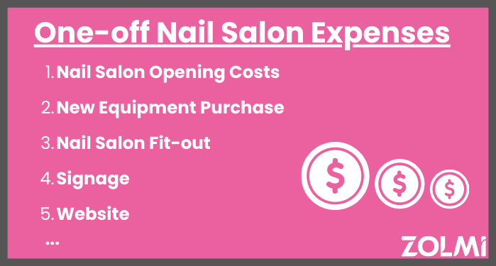Main one-off nail salon expenses