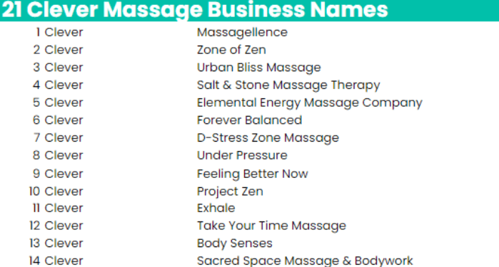 Massage Business Names