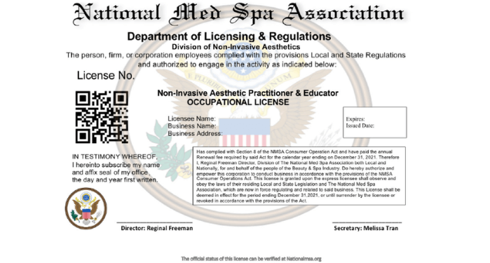 Occupational spa license