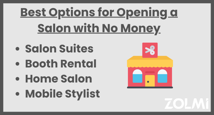 options for opening a salon with no money