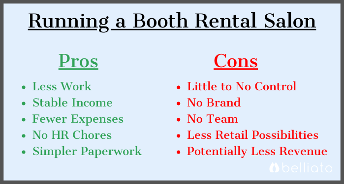 Pros and Cons of running a booth rental salon