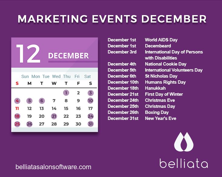 Salon marketing calendar December 2022