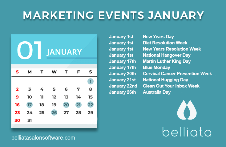 Salon marketing calendar January 2022