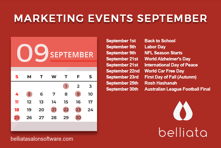 Salon marketing calendar September 2022