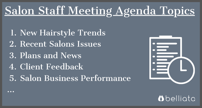 Salon staff meeting agenda topics