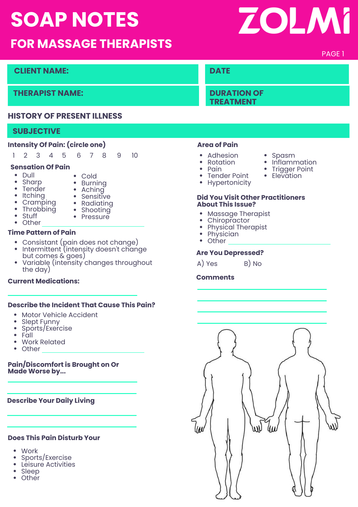 Massage Therapy Soap Notes Template