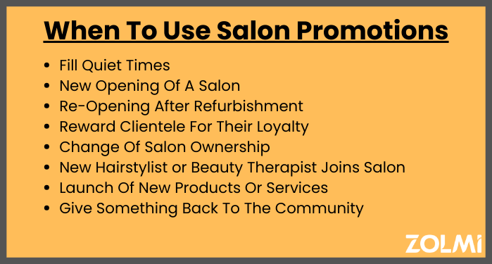 salon specials ideas promotions