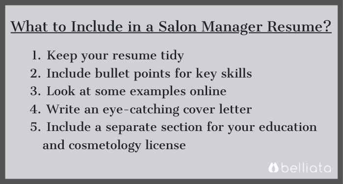 what to include in a salon manager resume